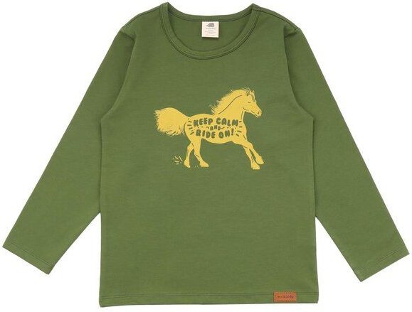 Walkiddy Bio-Baumwolle Langarm-Shirt Shire Horses in Grün - Nachhaltige, Allergikerfreundliche & Tierschutz-bewusste Mod...