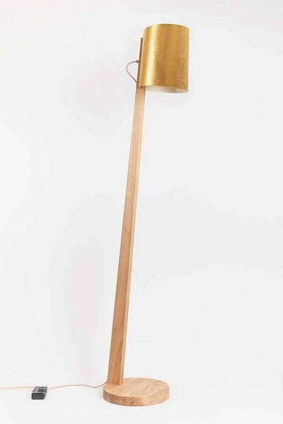 ALMUT von Wildheim Dimmbare Stehleuchte aus Eiche Lampenschirm aus Naturmaterialien