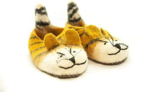 short'n'pietz Filz Hausschuhe Tiger für Kinder und Erwachsene
