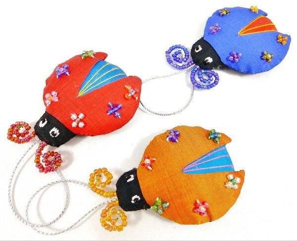 Schönes aus Indochina 3er-Set Käferchen aus Seide