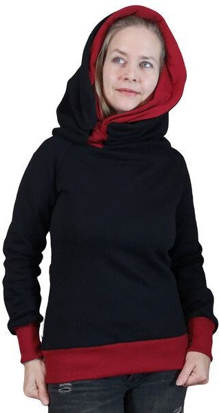 liebewicht Kapuzenpullover KapOn schwarz/rot 2 Längen nach Wahl