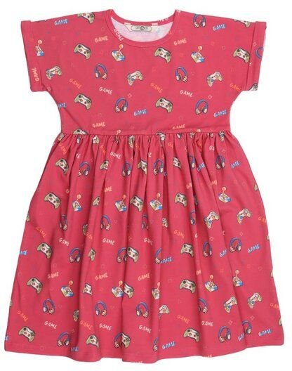 Cotokids Kinder Kleid Baumwolle, Rot, Allover-Muster, Walkiddy
