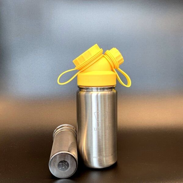 JN JuNiki's JuNiki´s® eco line isolierte Edelstahl Trinkflasche 420ml + Teefilter in 8 Farben