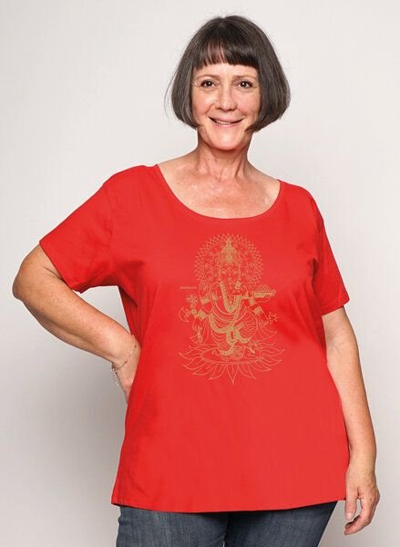 Peaces.bio - handbedruckte Biomode Loosefit Shirt Ganesha Damen