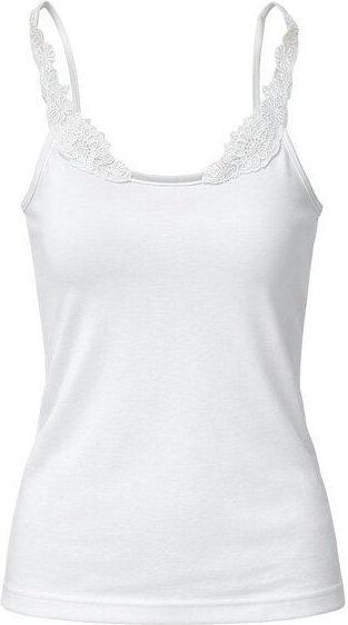 Haasis Bodywear Damen Spitzenträger Top, Glanzeinfass, 2er Pack, Bio Baumwolle