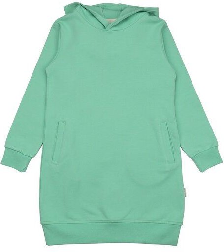 Kinder Sweatkleid GOTS zertifiziert, Bio-Baumwolle, hellgrün, Kapuze, weich & bequem, Langarm – Walkiddy