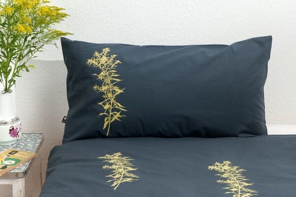 Hirschkind Bio-Kissenbezug 'Goldraute' dunkelgrau 80*40 cm