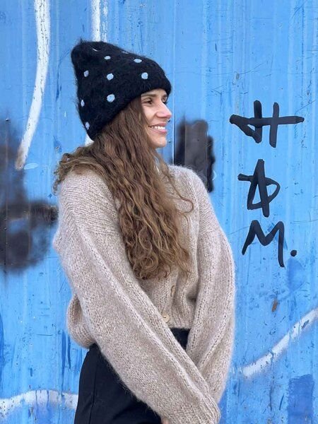 PANAPUFA Gepunktete Mütze aus Mohair und Alpaka