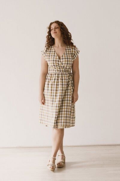 TIRALAHILACHA Hira wrap midi dress vichy