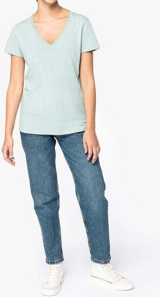 YTWOO Damen Tshirt mit V-Ausschnitt aus 100% Bio-Baumwolle