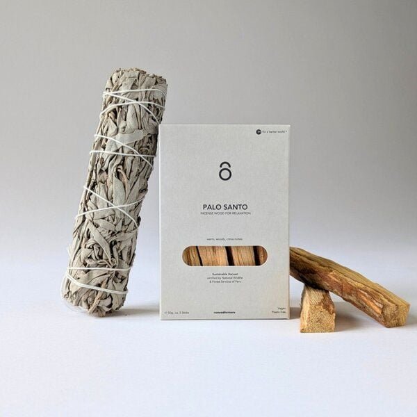 noneedformore Räucherset: Nachhaltiges Palo Santo Holz & 100% Weißer Salbei Räucherbündel Daily Reset