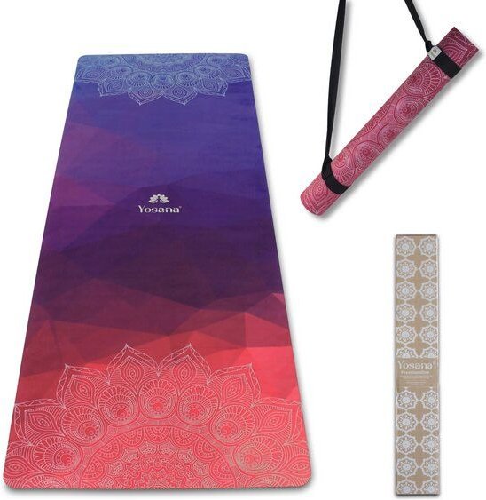 Yosana Mikrofaser Naturkautschuk Yogamatte für Hot Yoga / Bikram Yoga / Yoga Nidra (Indian Sunset)