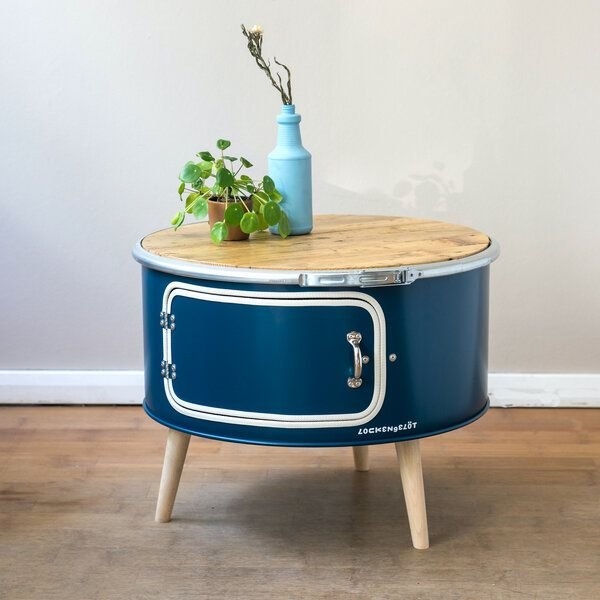 Lockengelöt Betty mit Tür - Couchtisch aus einem Hamburger Ölfass