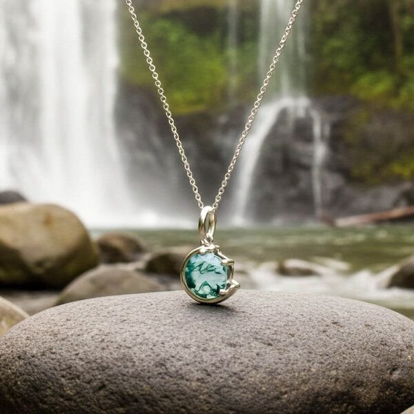 Spirit of Island Moosachat Halskette | 925 Silber