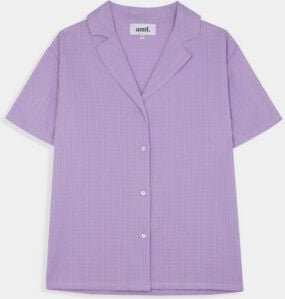 amt.studio Kurzärmliges Hemd "Provence" aus weicher und leichter Waffle Bio-Baumwolle in flieder