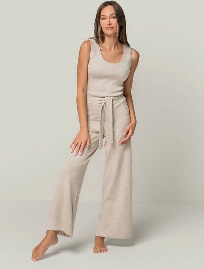 YOU LOOK PERFECT Merino Loungewear Set "Stricktop Blossom & weite Strickhose Bailey"