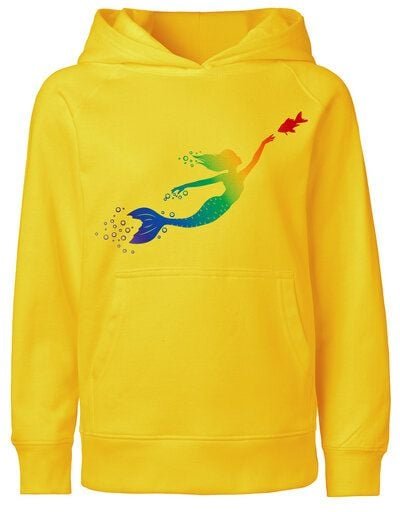HANDGEDRUCKT "Meerjungfrau" Kinder-Hoody