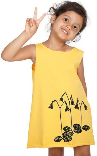 HANDGEDRUCKT "Moosglöckchen" Kinder Biokleidchen