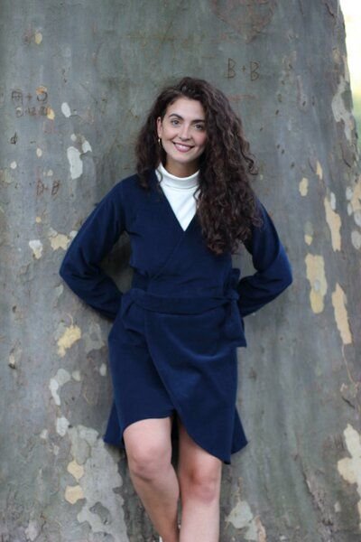 ManduTrap Herbstkleid aus Bio-Baumwolle – Nachhaltiges Wickelkleid aus Cord – Winterkleidkleid