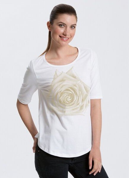 Peaces.bio - handbedruckte Biomode Bio-Halbarm Shirt Rose Damen
