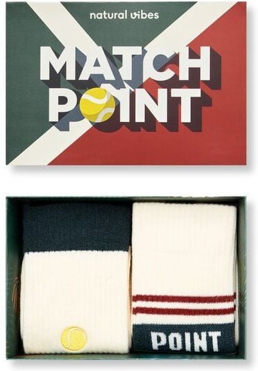 Natural Vibes 2-Pack Tennis Match Point Bio GOTS | Geschenkset | Bunte Tennissocken | Herren Damen Socken |