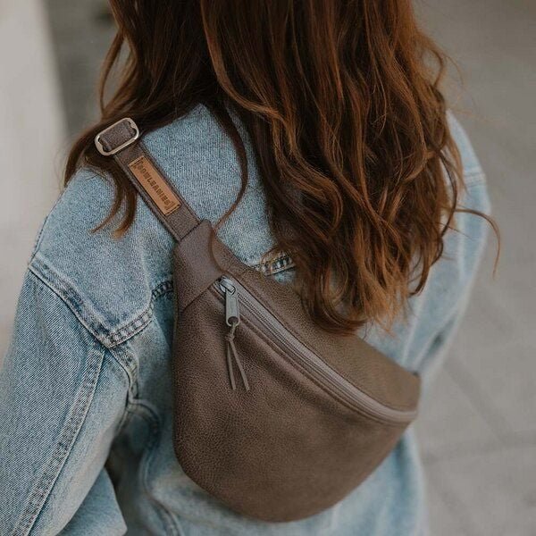 BOWLEANIES TASCHEN Große XXL Gürteltasche aus Lederfaserstoff