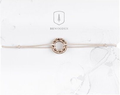 BeWooden Holzarmband Circle – handgefertigter, nachhaltiger Schmuck mit Blumenmotiv