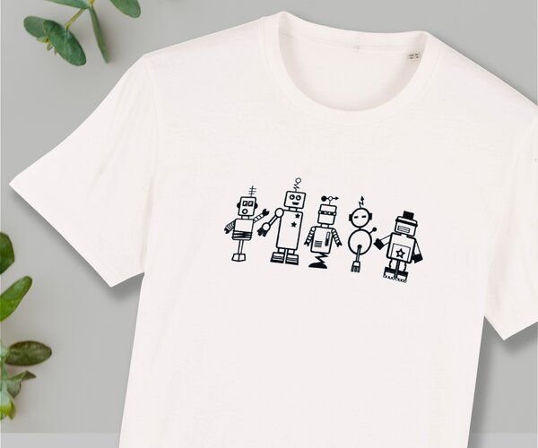 Spangeltangel T-Shirt "Roboter", Herrenshirt, bedruckt, Handsiebdruck