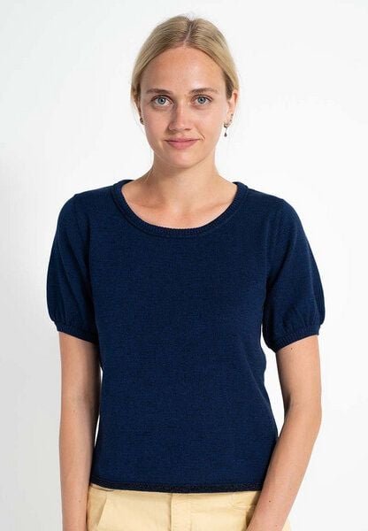 Alma & Lovis Kurzarm-Melange-Pullover aus Bio-Baumwolle | Melange Pulli