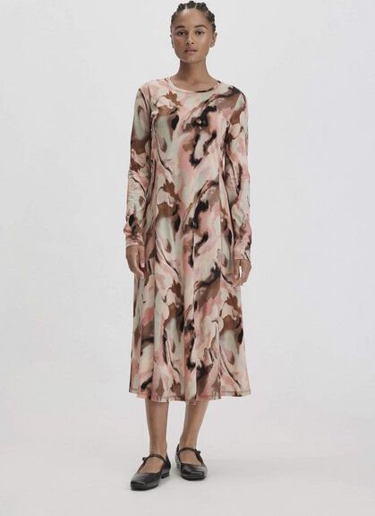 hessnatur Print Premium Light Jersey Kleid Midi Slim aus reiner Bio-Baumwolle