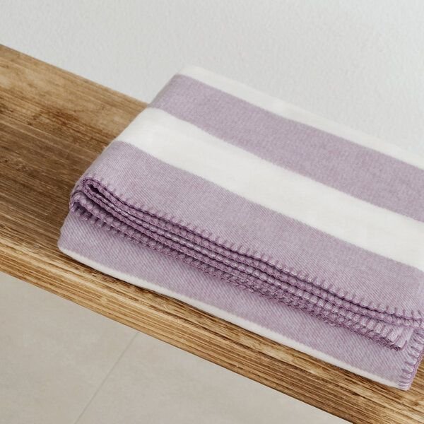 RIEMA Germany flauschige Wolldecke mit Streifen aus weicher Bio-Baumwolle STINE