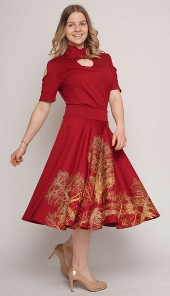 Peaces.bio - handbedruckte Biomode Tanzrock Baumgeschwister in Rot