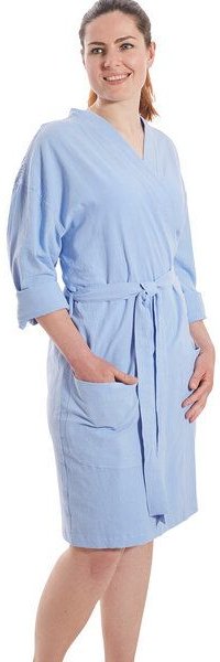 jilda-tex Damen Bademantel / Kimono 100% Bio-Baumwolle Knitterlook Made in Green Unisex