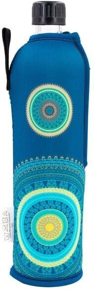 Dora's Glas Trinkflasche 500 ml mit Neoprenhülle Mandala – BPA-frei