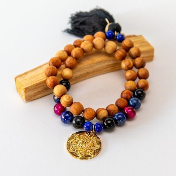 Divasya Mala Armband Sandalwood Bliss & Sandalwood Midnight - Wickelarmband