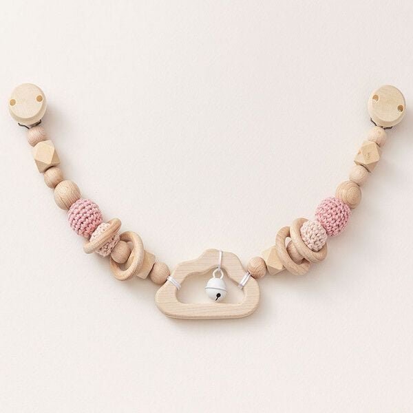 NoniKids Berlin Kinderwagenkette Holz *Wolke Glocke* 2 Farben | Bio Baumwolle