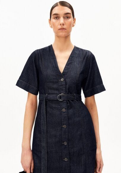 ARMEDANGELS BELTED DENIM Damen Jeanskleid aus Baumwoll-Lyocell-Mix