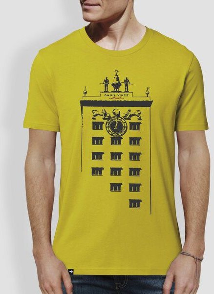 little kiwi Herren T-Shirt, "Turmuhr", Hay Yellow, Roasted Orange