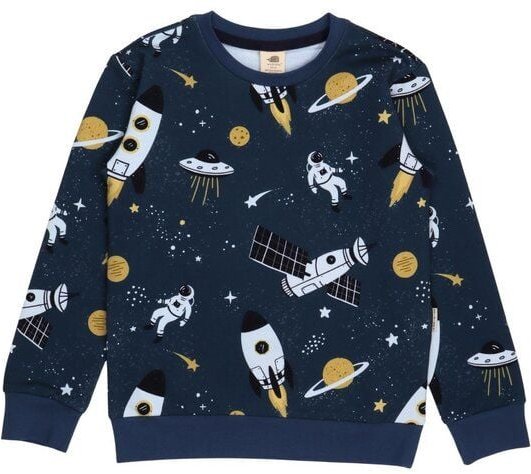 Kinder Sweatshirt Bio-Baumwolle GOTS "Space Trip" dunkelblau – veganes, fair produziertes Walkiddy Sweatshirt mit Weltra...