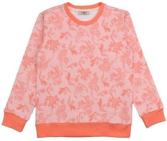 Cotokids Kinder Sweatshirt GOTS zertifiziert, apricot/rosa, Allover, Bio-Baumwolle, weich – Walkiddy