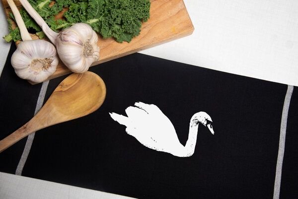 Hirschkind Bio & Fair-Trade-Geschirrtuch "Schwan", schwarz