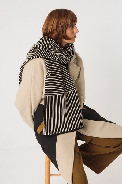 SKFK Schal Arbea Scarf Schwarz Weiß