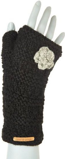 short'n'pietz Schurwollhandstulpen mit Blumenmotiv, handgestrickt