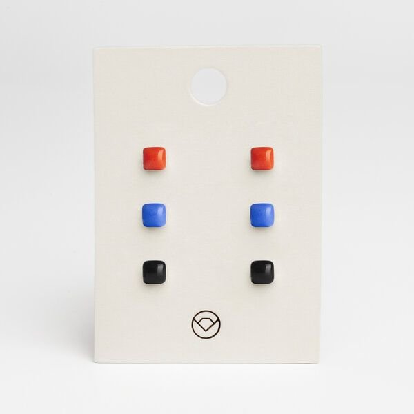 ALEXASCHA 3er Set Ohrringe bunt • Geometrische Ohrstecker aus Glas