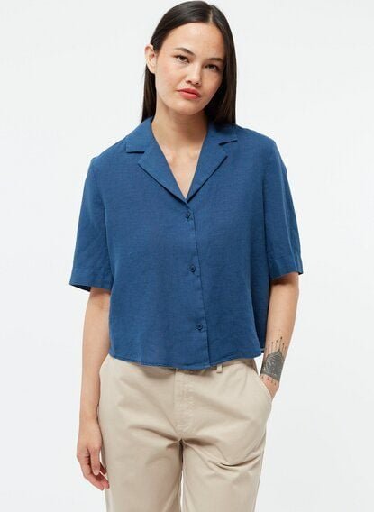 Givn Berlin Kurzarmbluse GBCAROL relaxed aus Leinen