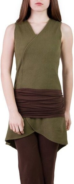 Ajna Kleid Silfo olive grün mit braunem Gürtel SET