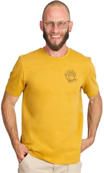 Life-Tree Shirt aus Biobaumwolle mit Brustmotiv für Herren "Olive" Burgundy / Ocre / Desert Dust beige