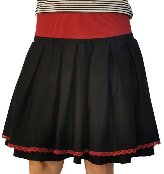 liebewicht Rock Faltenrock schwarz rot aus Biobaumwolle für Damen