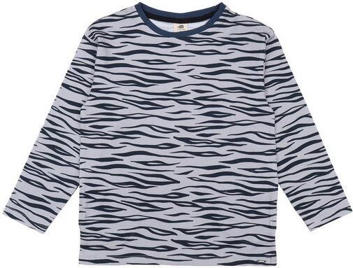 Kinder Langarmshirt GOTS zertifiziert – Grau mit Tigermuster, weich & bequem | von Walkiddy