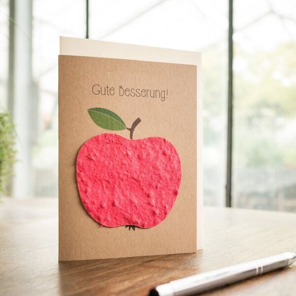 Die Stadtgärtner Grußkarte "Gute Besserung" | Mit Apfel aus Wildblumen-Saatpapier